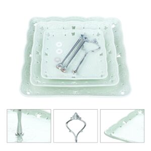 MALACASA 3-Tiered Green Cupcake Tower Stand Square Tiered Dessert Stand Serving Tray