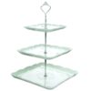 MALACASA 3-Tiered Green Cupcake Tower Stand Square Tiered Dessert Stand Serving Tray