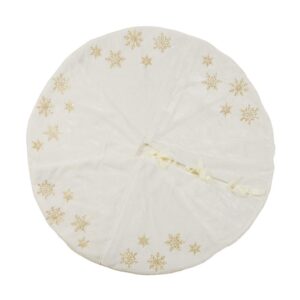Manor Luxe 56 in. Snowflake Sequin Soft Plush Furry Round Christmas Tree Skirt in White