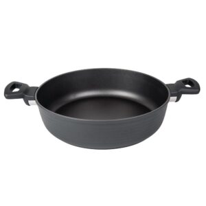 MasterPan Modern Series 5 qt. Cast Aluminum Nonstick Saute Pan in Black with Glass Lid