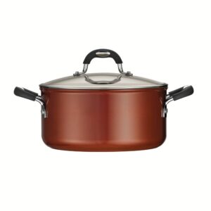 Tramontina Style Ceramica 5 qt. Round Aluminum Ceramic Nonstick Dutch Oven in Metallic Copper with Glass Lid