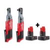 Milwaukee M12 FUEL 12-Volt Lithium-Ion Brushless Cordless 1/4 in. Ratchet and 1/2 in. Ratchet with two 3.0 Ah Batteries