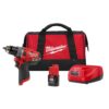 Milwaukee M12 FUEL 12-Volt Lithium-Ion Brushless Cordless 1/2 in. Hammer Drill Kit with 2.0 Ah Battery and Bag
