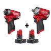 Milwaukee M12 FUEL 12-Volt Lithium-Ion Brushless Cordless Stubby 1/4 in. and 1/2 in. Impact Wrenches with two 3.0 Ah Batteries