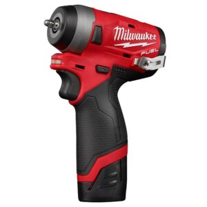Milwaukee M12 FUEL 12-Volt Lithium-Ion Brushless Cordless Stubby 1/4 in. Impact Wrench Kit with One 4.0 and One 2.0Ah Batteries