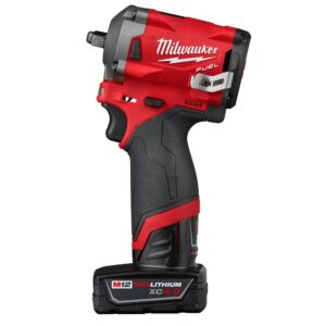 Milwaukee M12 FUEL 12-Volt Lithium-Ion Brushless Cordless Stubby 3/8 in. Impact Wrench Kit with One 4.0 and One 2.0Ah Batteries