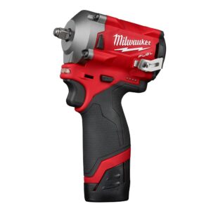 Milwaukee M12 FUEL 12-Volt Lithium-Ion Brushless Cordless Stubby 3/8 in. Impact Wrench Kit with One 4.0 and One 2.0Ah Batteries