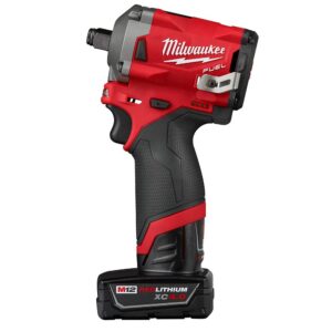 Milwaukee M12 FUEL 12-Volt Lithium-Ion Brushless Cordless Stubby 1/2 in. Impact Wrench Kit with One 4.0 and One 2.0Ah Batteries