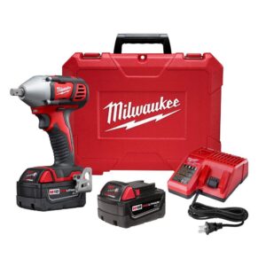 Milwaukee M18 18-Volt Lithium-Ion Cordless 1/2 in. Impact Wrench W/ Pin Detent Kit W/(2) 3.0Ah Batteries, Charger & Hard Case