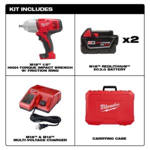 Milwaukee M18 1/2 in. 18-Volt Lithium-Ion Cordless Impact Wrench W/Friction Ring Kit W/(2) 3.0 Ah Batteries Charger and Hard Case