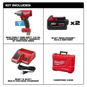 Milwaukee M18 FUEL ONE-KEY 18-Volt Lithium-Ion Brushless Cordless 1/2 in. Impact Wrench w/ Friction Ring Kit w/(2) 5.0Ah Batteries