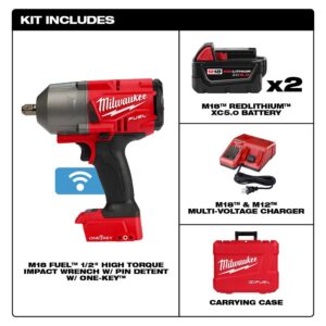 Milwaukee M18 FUEL ONE-KEY 18-Volt Lithium-Ion Brushless Cordless 1/2 in. Impact Wrench w/ Pin Detent Kit w/(2) 5.0Ah Batteries