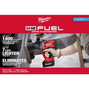 Milwaukee M18 FUEL ONE-KEY 18-Volt Lithium-Ion Brushless Cordless 1 in. Impact Wrench with Friction Ring and Two 8.0 Ah Batteries