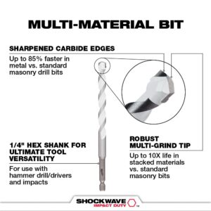 Milwaukee 3/16 in. x 4 in. x 6 in. SHOCKWAVE Carbide Multi-Material Drill Bit