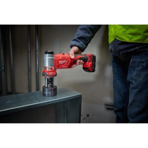 Milwaukee M18 18-Volt Lithium-Ion Cordless 1/2 in. to 4 in. Force Logic 6 Ton Knockout Tool Kit w/ Hammer Drill and Step Bits Set