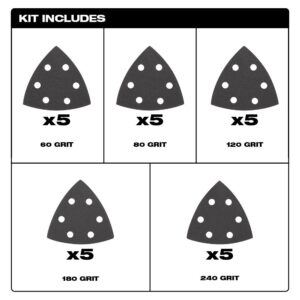 Milwaukee Oscillating Multi-Tool Blade Starter Kit with 3-1/2 in. Triangle Sandpaper Variety Pack (31-Piece)