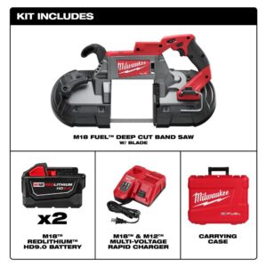 Milwaukee M18 FUEL 18-Volt Lithium-Ion Brushless Cordless Deep Cut Band Saw Kit W/(2) 9.0Ah Batteries, Rapid Charger & Hard Case