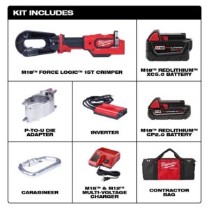 Milwaukee M18 18-Volt 15-Ton Lithium-Ion Cordless FORCE LOGIC Utility Crimper with 2-Batteries, Charger Tool Bag