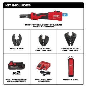 Milwaukee M18 18-Volt Lithium-Ion Cordless FORCE LOGIC 6-Ton Utility Crimping Kit with BG-D3 Jaw