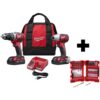 Milwaukee M18 18-Volt Lithium-Ion Cordless Drill Driver/Impact Driver Combo Kit (2-Tool) with 2 Batteries and 50p Driving Bit Set