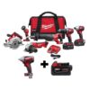 Milwaukee M18 18-Volt Lithium-Ion Cordless Combo Tool Kit (6-Tool) w/ 3/8 in. Impact Wrench and Additional 5.0 Ah Battery