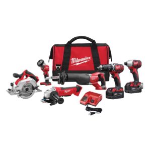 Milwaukee M18 18-Volt Lithium-Ion Cordless Combo Tool Kit (6-Tool) with Two 3.0 Ah Batteries, 1 Charger, 1 Tool Bag
