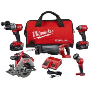 Milwaukee M18 FUEL 18-Volt Lithium-Ion Brushless Cordless Combo Kit (5-Tool) with M18 FUEL Cordless Jig Saw