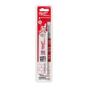 Milwaukee 6 in. 18 TPI Torch Medium Metal Cutting SAWZALL Reciprocating Saw Blades (5-Pack)