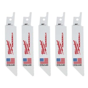 Milwaukee 4 in. 14 Teeth Per in. EMT Cutting HACKZALL Reciprocating Saw Blades (5 Pack)