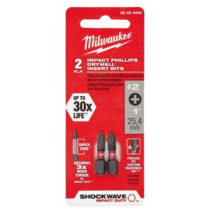 Milwaukee #2 Philips SHOCKWAVE Impact Duty Steel Insert Bit Set (2-Pack)