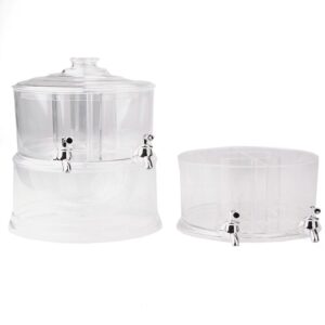 Mind Reader 2-Gal. Clear Beverage Dispenser 2-Tier Stackable and 4-Compartment Drink Holder with Lids