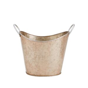 Mind Reader Brown Cooper Plated Galvanized Beverage and Ice Tub Bucket with Handle