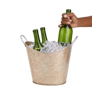 Mind Reader Brown Cooper Plated Galvanized Beverage and Ice Tub Bucket with Handle