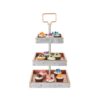 Mind Reader 3-Tier Silver Cake Stand for Party Pastry Display Cupcake Stand Holder with Handle
