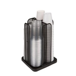 Mind Reader Cup and Lid Carousel Holder Organizer, Cup Dispenser Black Metal Mesh