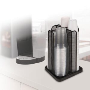 Mind Reader Cup and Lid Carousel Holder Organizer, Cup Dispenser Black Metal Mesh