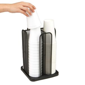 Mind Reader Cup and Lid Carousel Holder Organizer, Cup Dispenser Black Metal Mesh