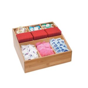 Mind Reader 9-Compartment Square Bamboo Condiment Organizer