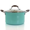 Oster Carrick 6 qt. Round Aluminum Nonstick Dutch Oven in Mint with Glass Lid
