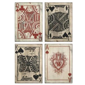 IMAX Leonato 18 in. H x 12.75 in. W Iron Playing Card Wall Decor (Set of 4)