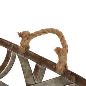 Glitzhome Farmhouse Galvanized Metal Woven Tobacco Basket Tray (Set of 2)