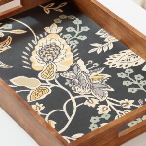 Home Decorators Collection Home Decorators Collection Floral and Wood Decorative Rectangle Tray (Set of 2)