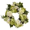 Nearly Natural 22.0 in. H Cream and Green Hydrangea Wreath
