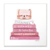 Stupell Industries 12 in. x 12 in. "Pink Book Stack Fashion Handbag" by Amanda Greenwood Printed Wood Wall Art