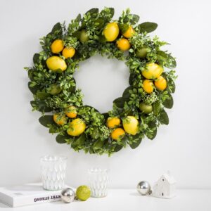 Glitzhome 22 in. D Artificial Greenery Lemon Wreath