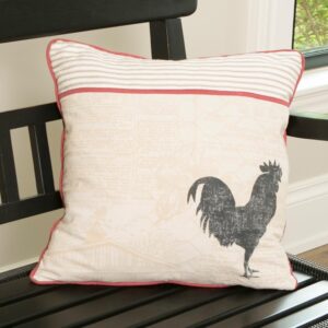 Heritage Lace Farmhouse Rooster 18 in. x 18 in. Tan Pillow Cover