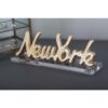 LITTON LANE 9 in. x 3 in. Gold and Silver Aluminum New York Letter Cut-outs with Clear Acrylic Base (Set of 2)