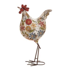 LITTON LANE 10 in. x 17 in. Rustic Iron Chicken Decor in Distressed Iron