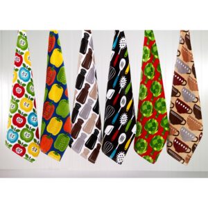 RITZ T-fal Multicolor Utensiles Cotton Fiber Reactive Print and Solid Kitchen Dish Towel (Set of 4)