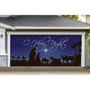 My Door Decor 7 ft. x 16 ft. Nativity O'Holy Night Christmas Garage Door Decor Mural for Double Car Garage